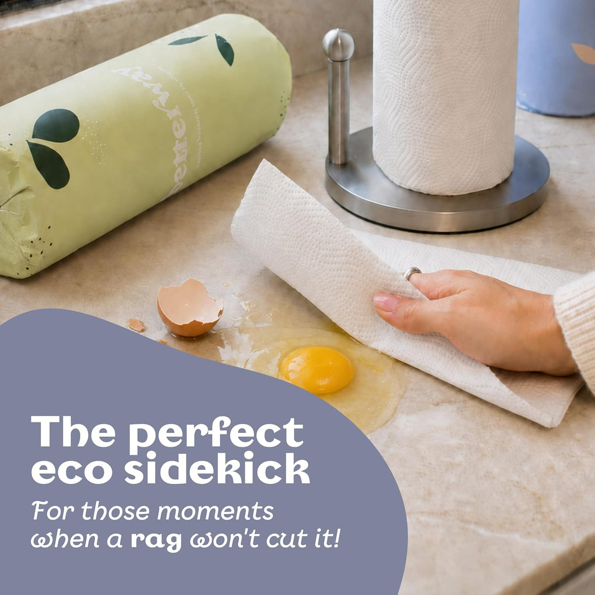 Betterway Bamboo Paper Towels - 6 Rolls, 2 Ply - Plastic Free, Disposable Kitchen Paper Towels - Select Size, Tree Free, Compostable, Strong & Absorbent, No Dyes - PFAS Free