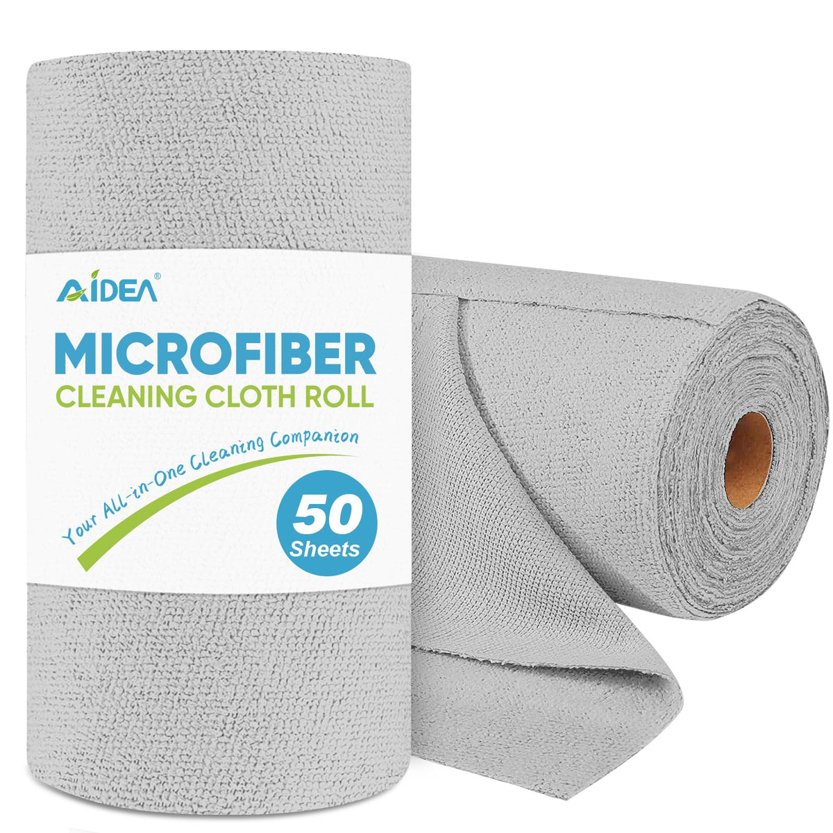 AIDEA Microfiber Cleaning Cloth Roll-50PK, Reusable Paper Towels 11.5×11.5"