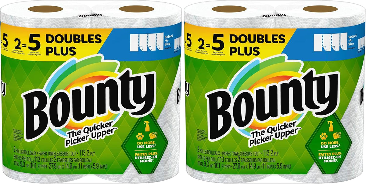 Bounty Essentials Select-A-Size Paper Towels, White, 6 Triple Rolls = 18 Regular Rolls