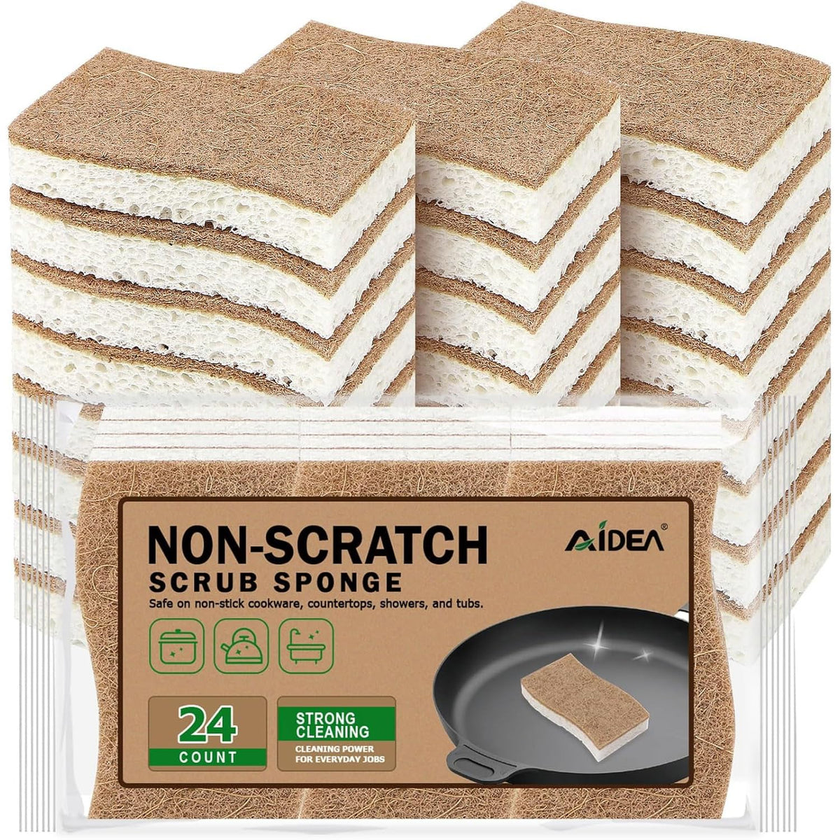 AIDEA Sponges Kitchen, 9Count, Dish Sponges, Heavy-Duty Scrub Sponge