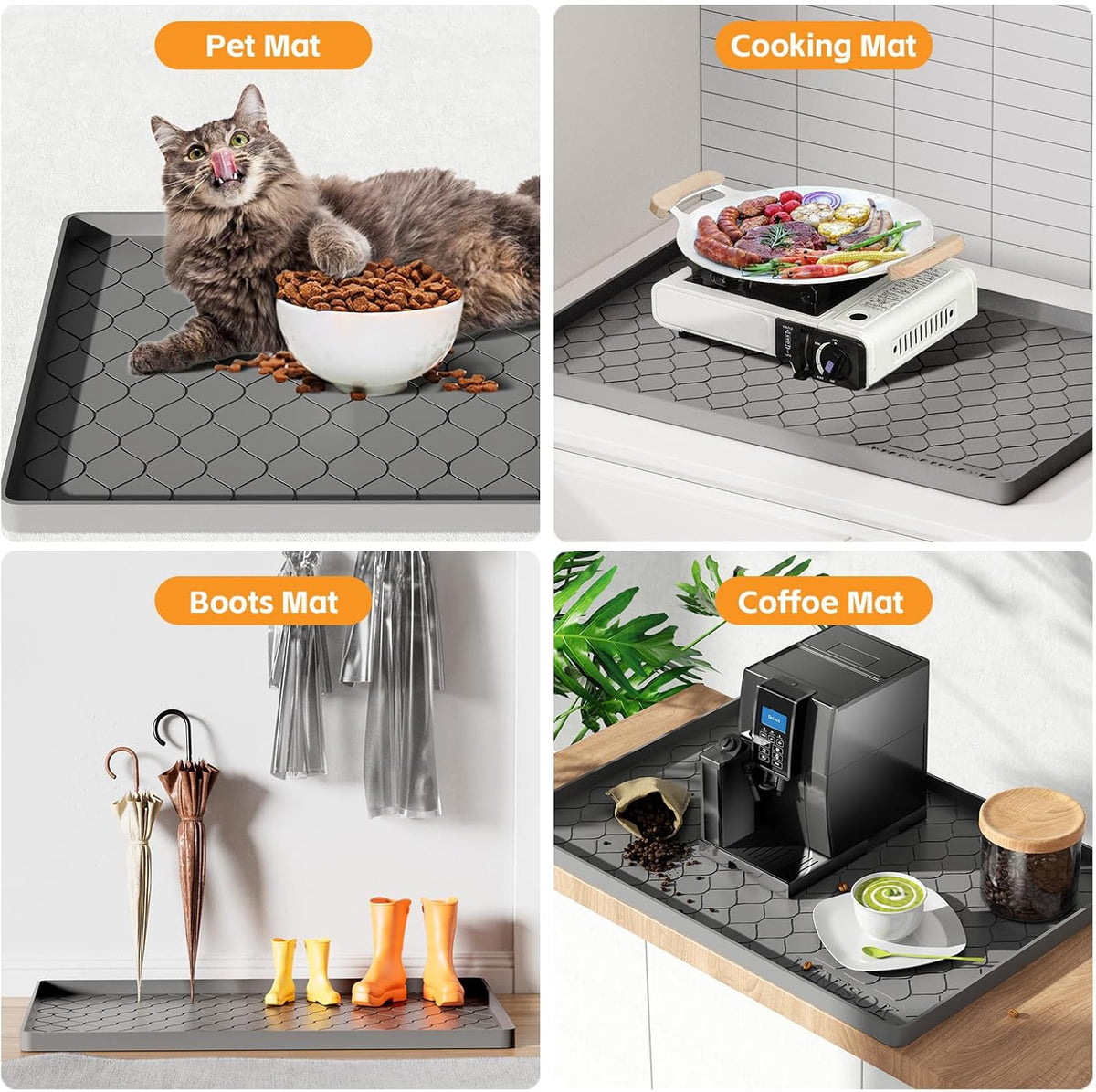 Winisok Waterproof Under Sink Mat 34" x 22", Silicone Mat, Dark Gray