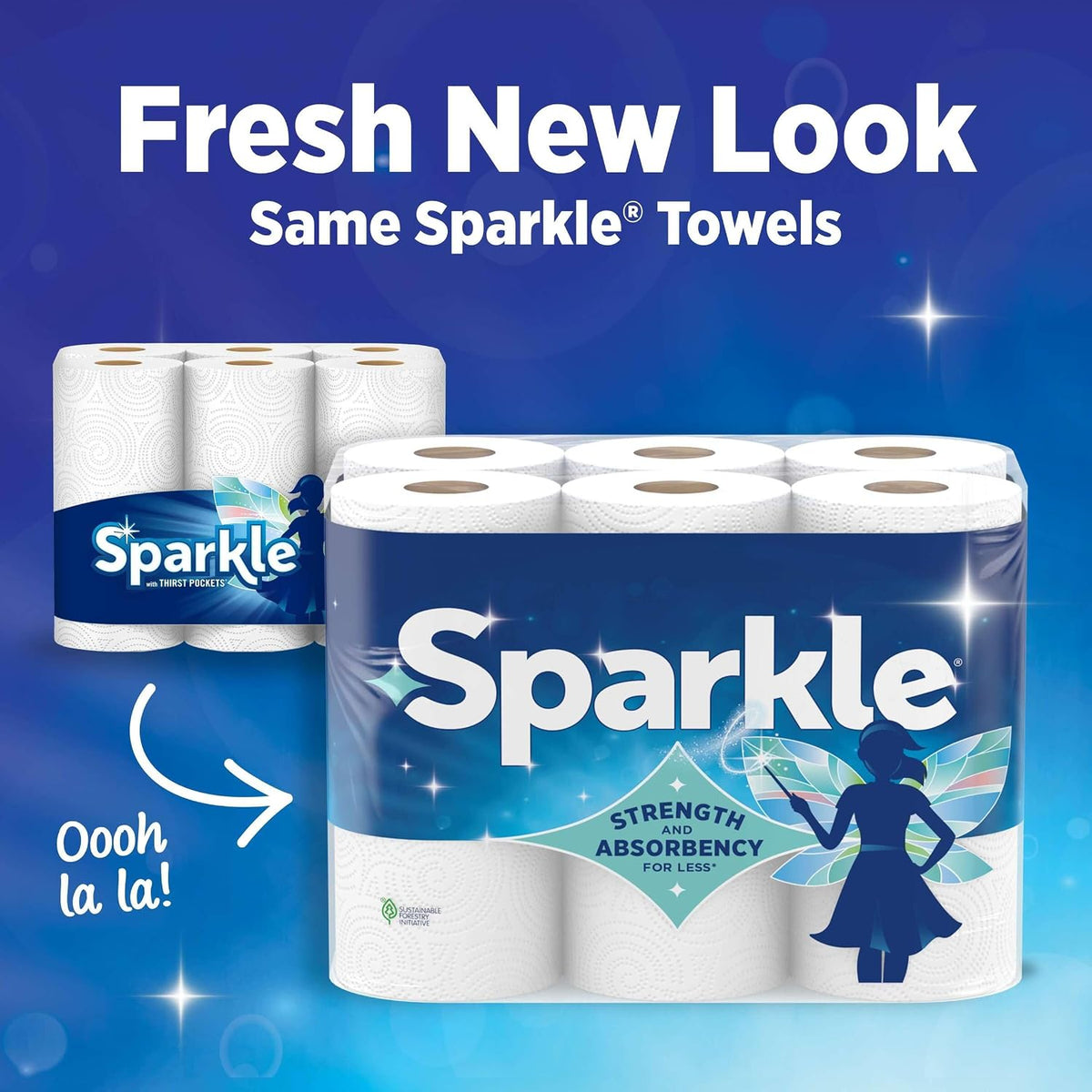 SPARKLE Pick-A-Size Paper Towels, 2-Ply Spirited Prints, 6 Double Rolls
