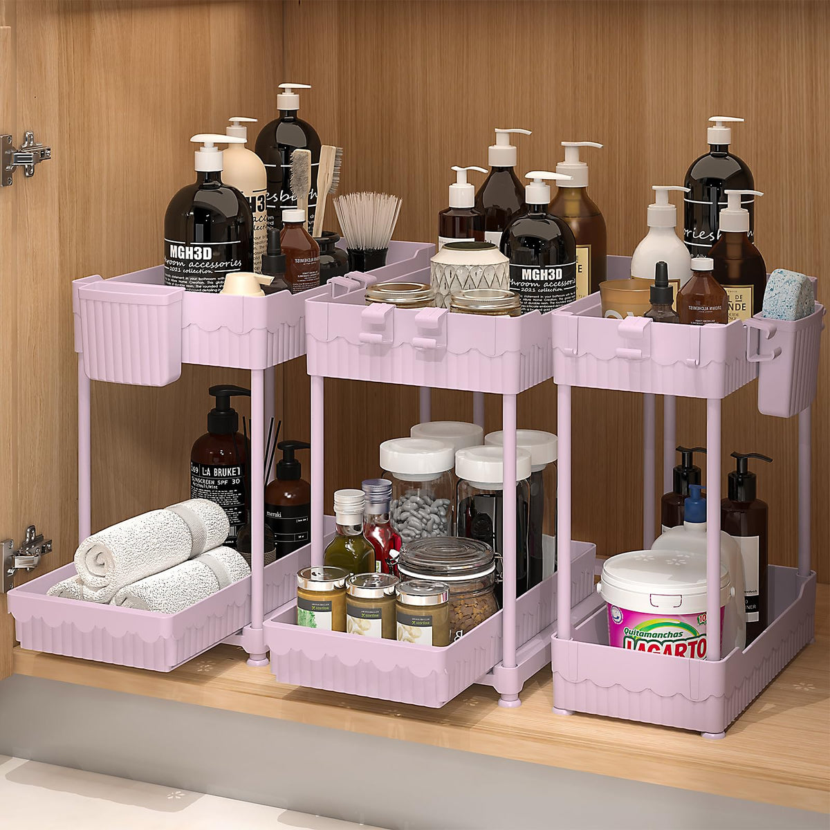 Sevenblue 3-Pack 2-Tier Under Sink Organizers with Sliding Drawers