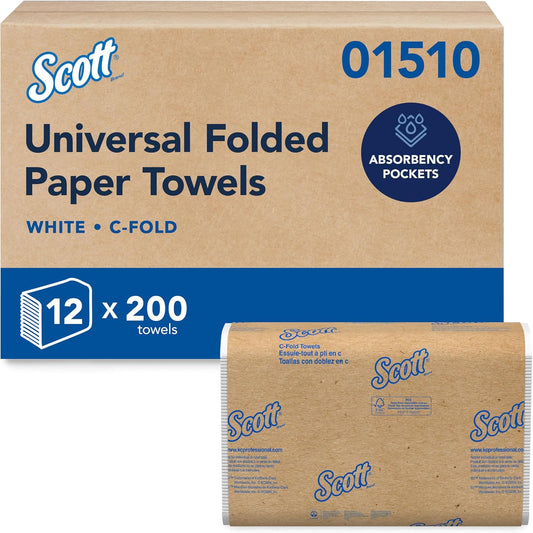 Scott Professional C-Fold Paper Hand Towels, Bulk, 12 x 200 Sheets (01510)