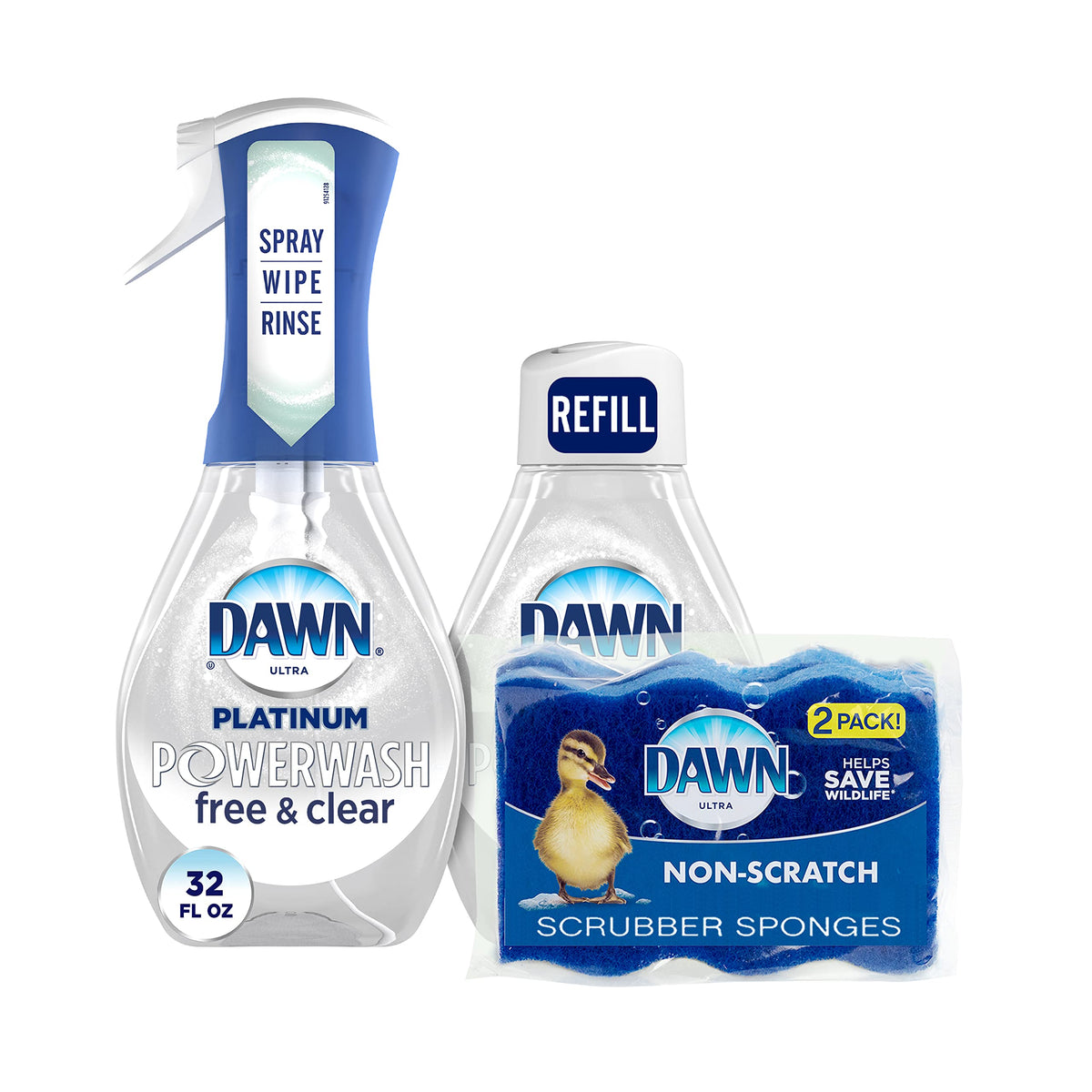 Dawn Powerwash Spray, Dish Soap, Dishwashing Liquid, Fresh, 1 Starter Kit + 3 Refills, 4x16 Fl Oz