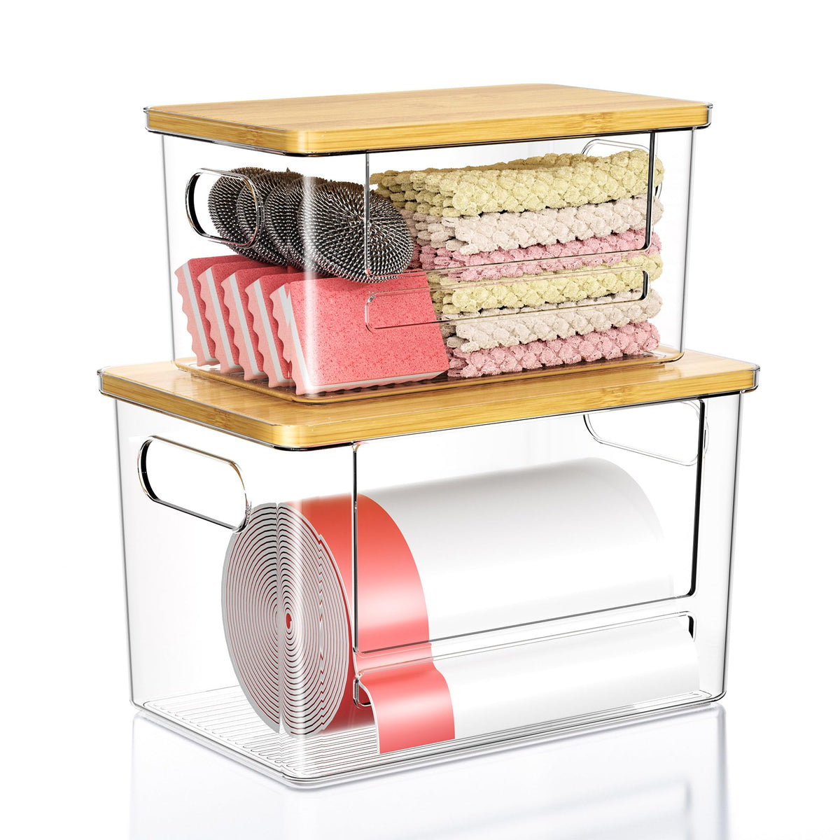 Trash Bag Dispenser 2 Pack - Under Sink Organizer, Plastic Bag Holder