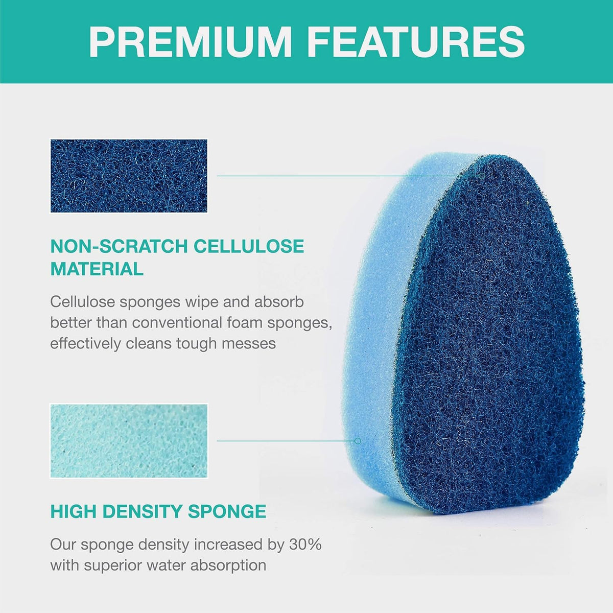 Dishwand Refill with Handle, Non Scratch Dish Wand Replacement Sponge Heads