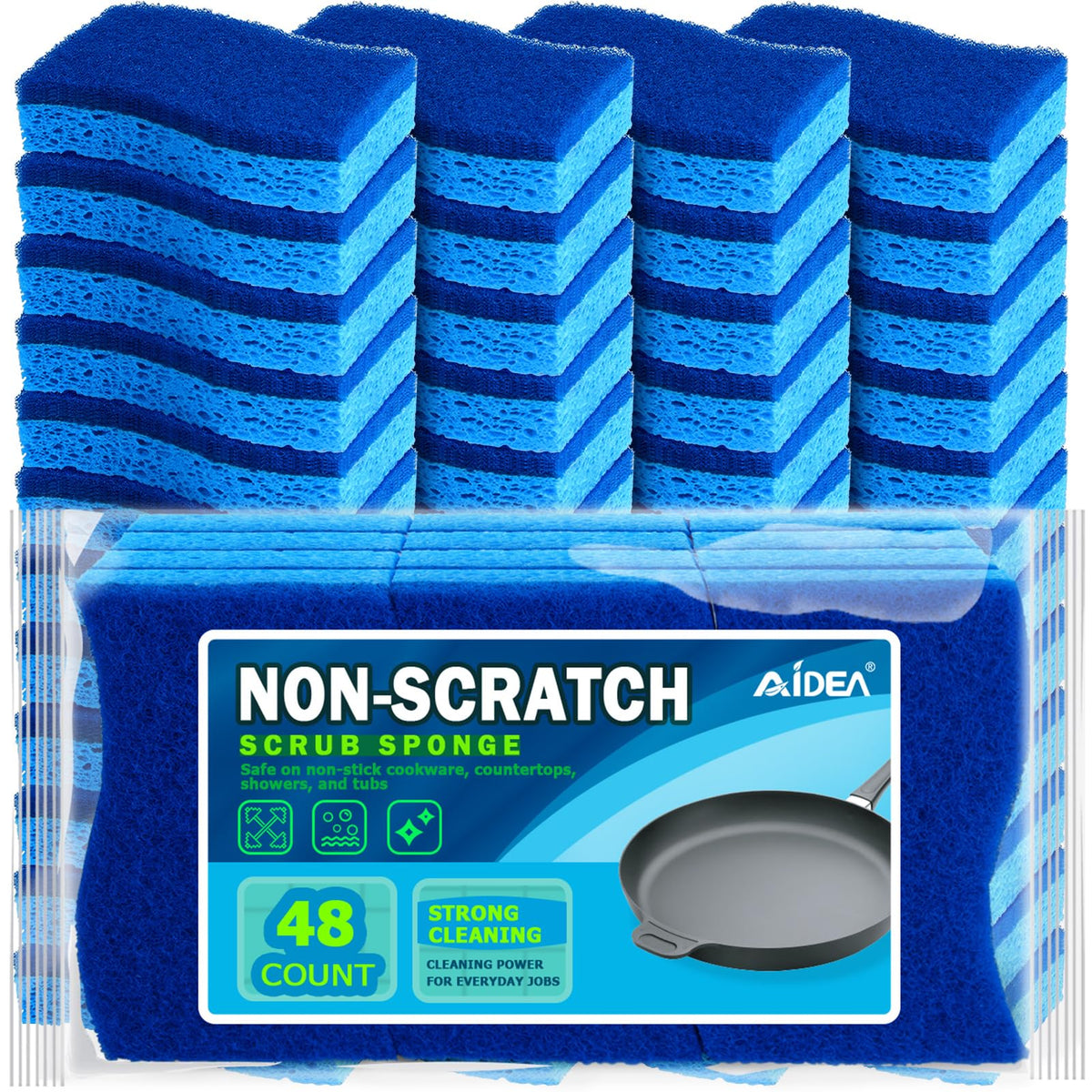 AIDEA Sponges Kitchen, 9Count, Dish Sponges, Heavy-Duty Scrub Sponge