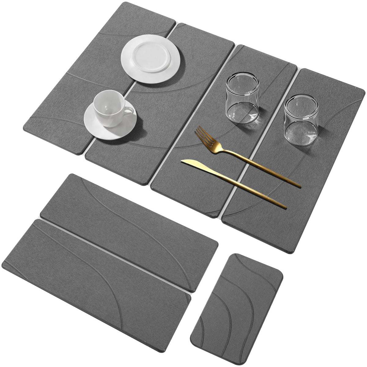 Water Absorbing Stone Tray, Quick Drying Diatomite Bathroom Tray Countertop, Stone Drying Mat for Kitchen Counter, Soap Dish Dispenser Vanity Organizer, White-A-8.3" x 4"