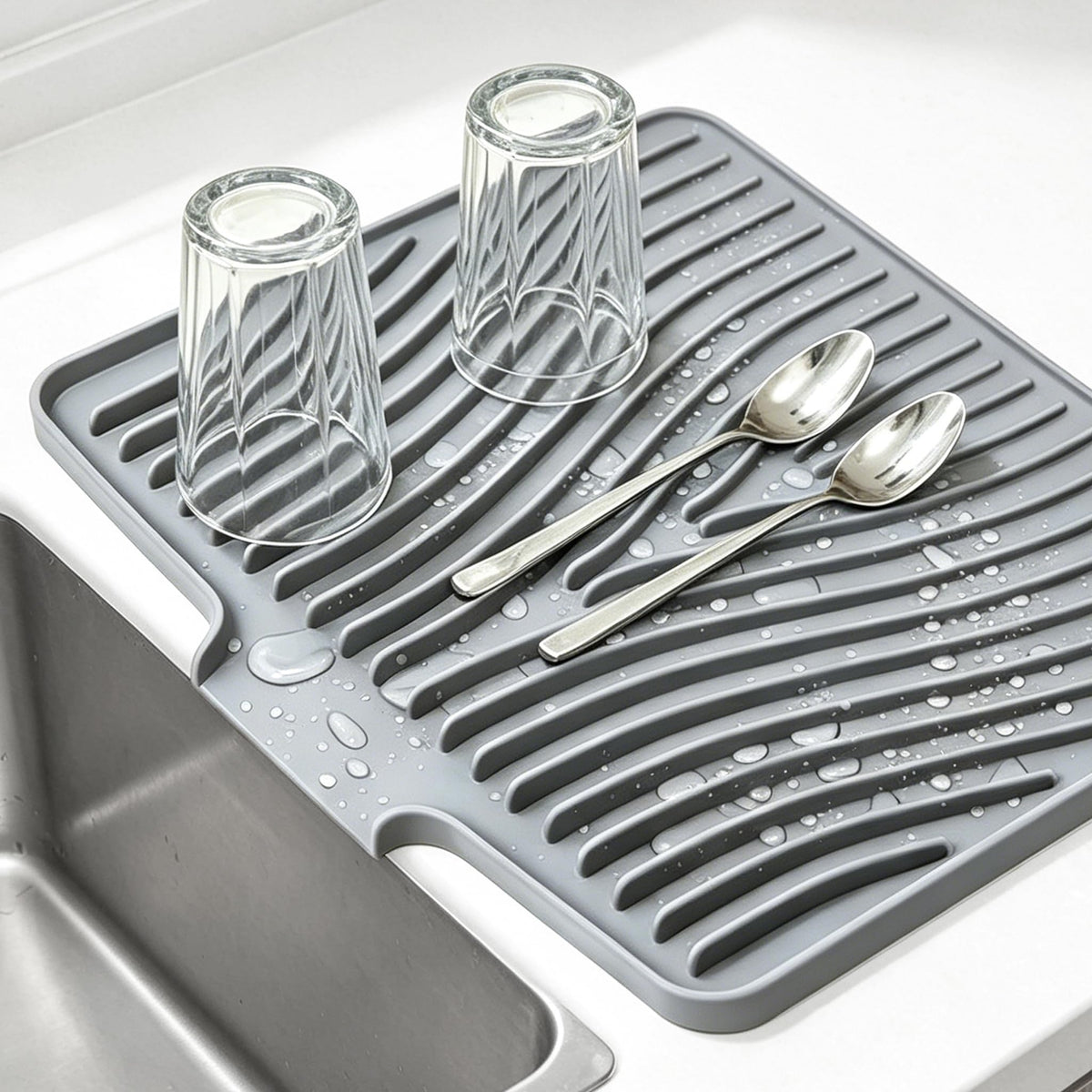 Kitchen Sink Splash Guard Gen2-30" x 6'' Silicone Sink Mat Splash Guard fit for Countertop, Bathroom,Farmhouse,RV by EBIGIC (Black)