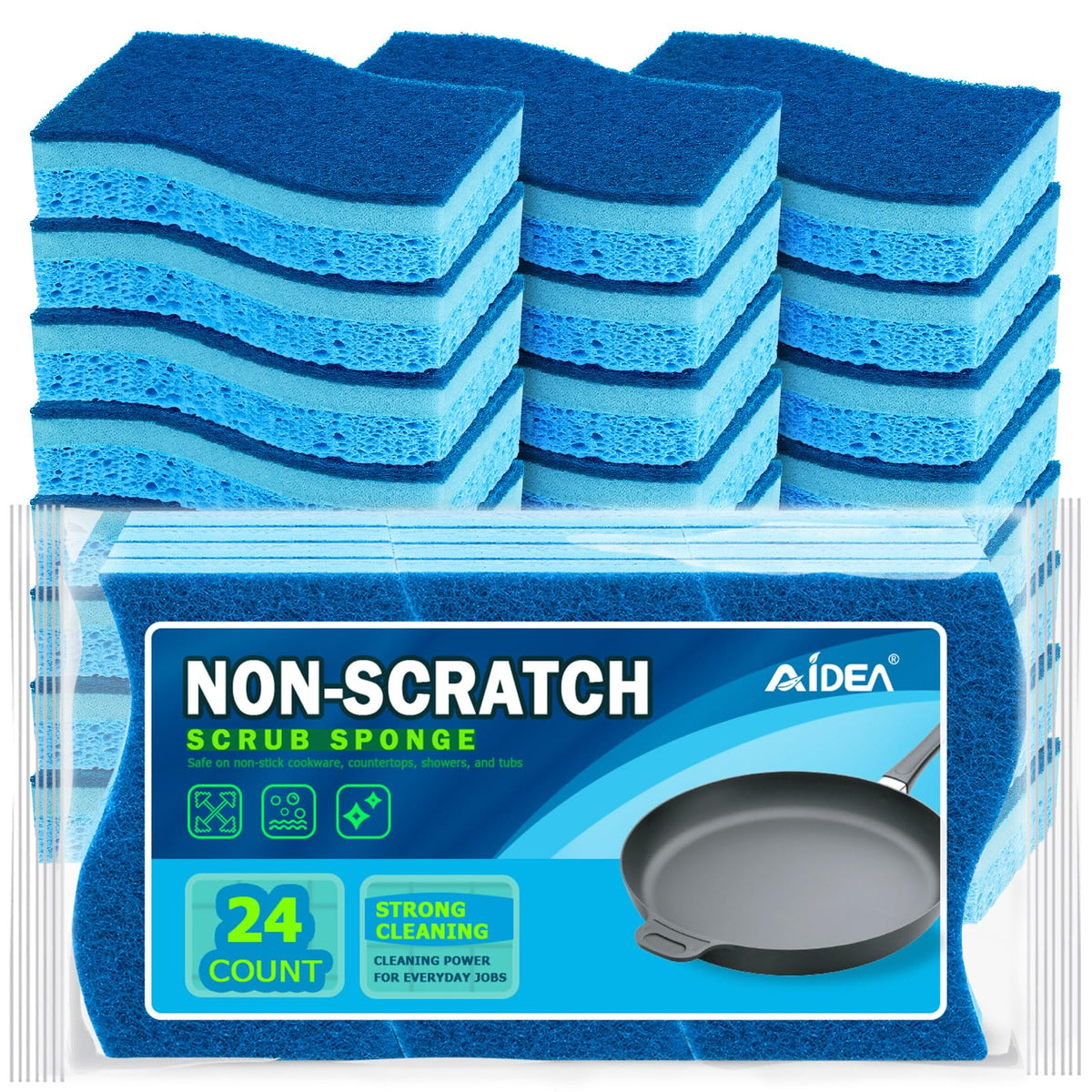 AIDEA Sponges Kitchen, 9Count, Dish Sponges, Heavy-Duty Scrub Sponge