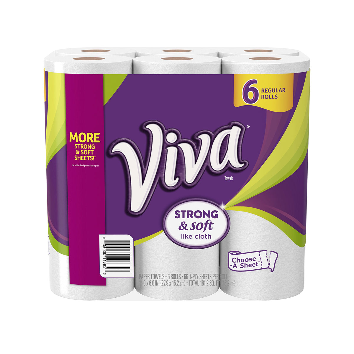 VIVA Choose-A-Sheet Paper Towels White Regular Roll 6 Count, Cloth-Like Texture, Strong & Soft Paper Towels for Ultimate Clean, 6 Count (Pack of 1)