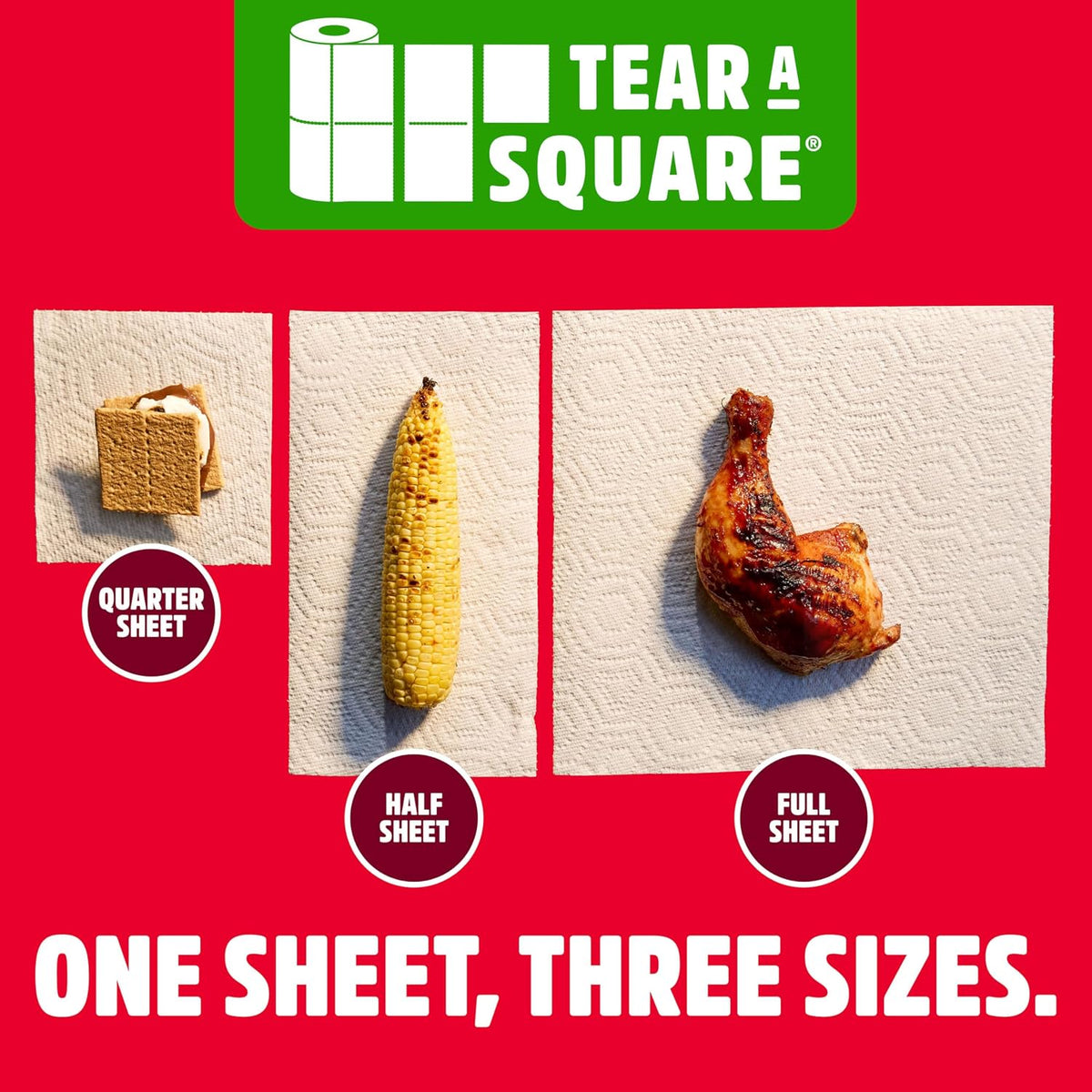 Brawny Tear-A-Square 3-Ply Paper Towels, 6 Double Rolls = 12 Regular Rolls