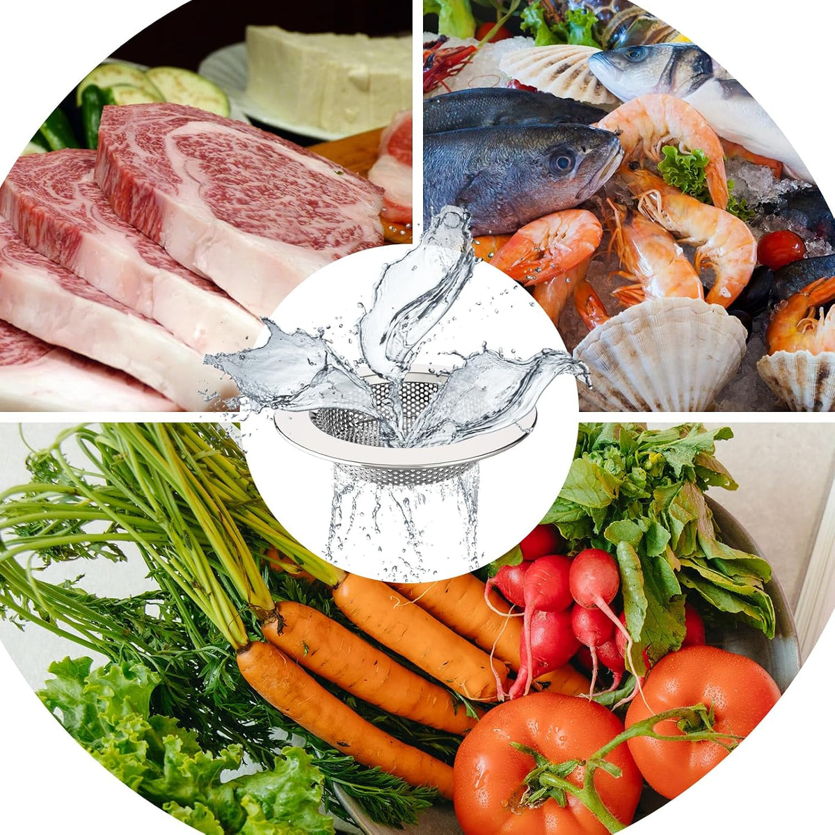 MR.SIGA Kitchen Sink Strainer, Stainless Steel Sink Drain Strainer, 3 Pack