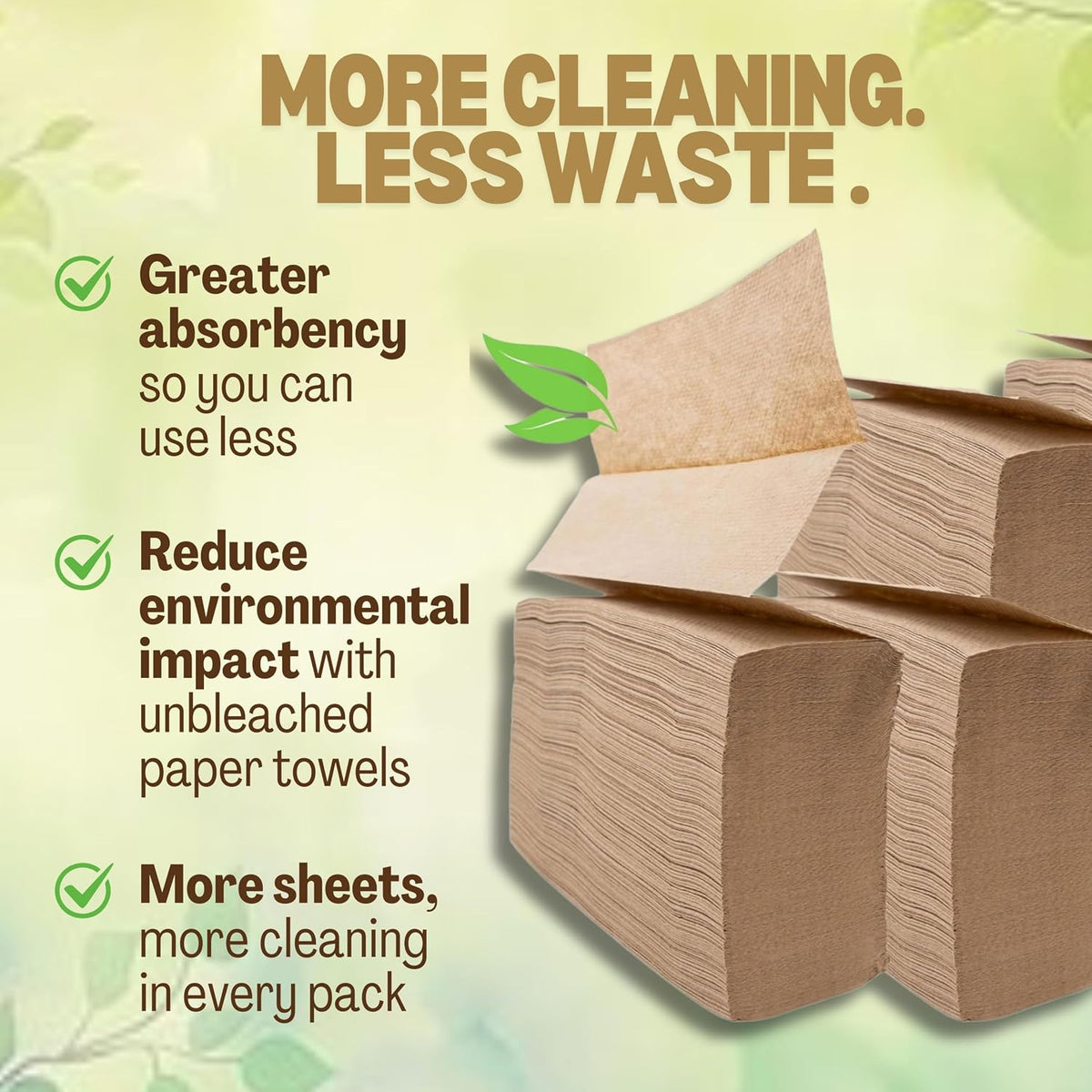 Brown Organic Unbleached Z-Fold Paper Towels 1250ct | 100% Post-Consumer Waste, Sustainable Multifold Towels in Bulk | Recycled Paper Towels for Practical Use
