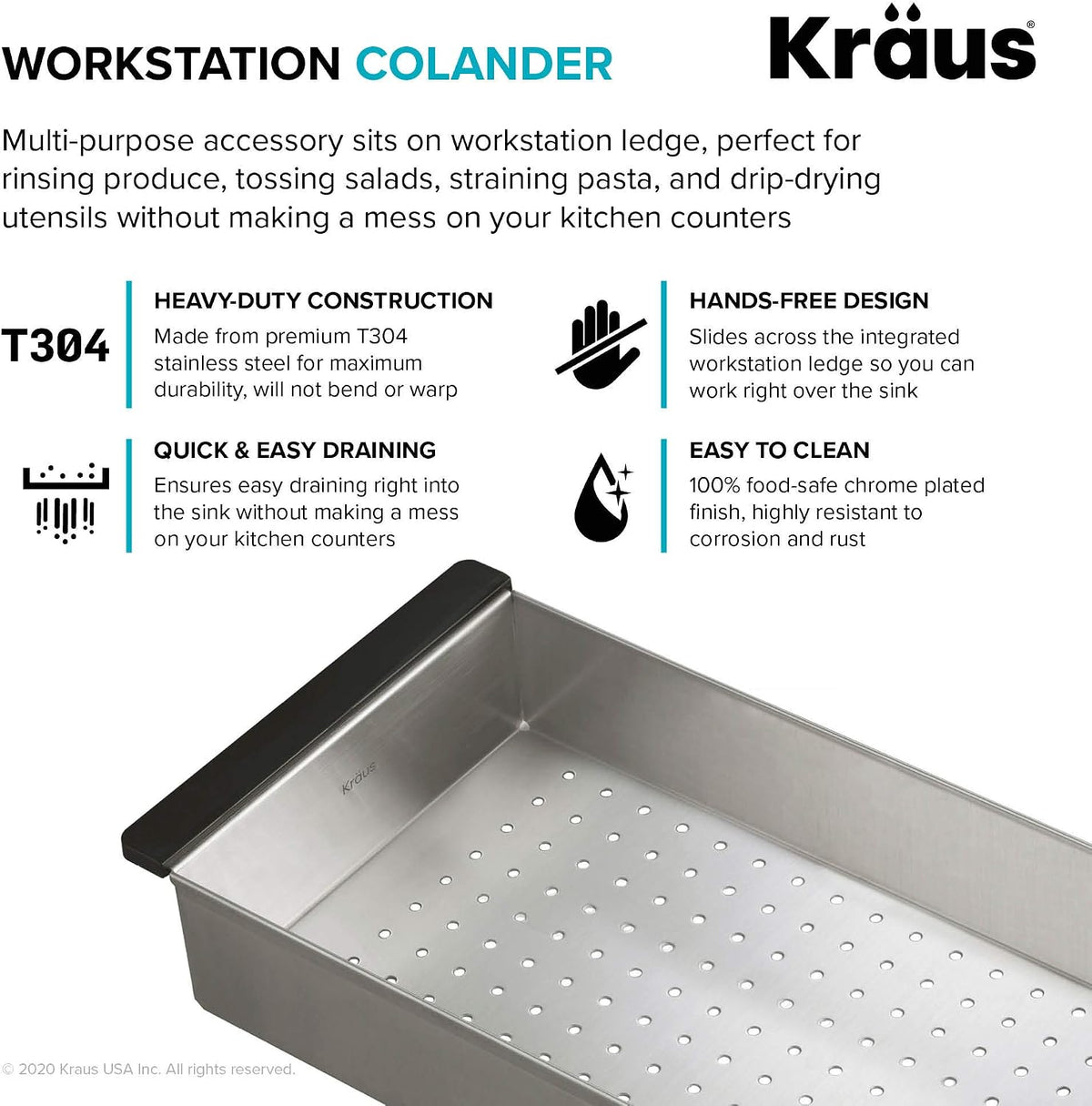 Kraus Stainless Steel 16.75 in Workstation Kitchen Sink Colander CS-6