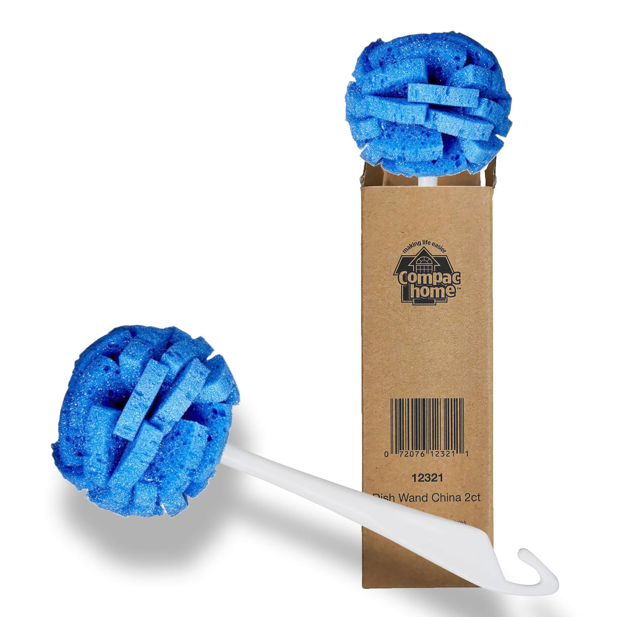 Compac Home Dish Wand China Durable Foam Sponge Petals Brush and Clean Dishes, Pots, Bottles, & Glassware, 2 Count
