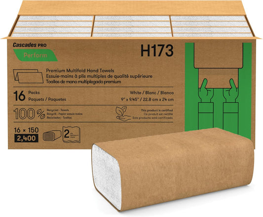 Cascades PRO Perform Premium Multifold Paper Towels H173, 150 Sheets, White