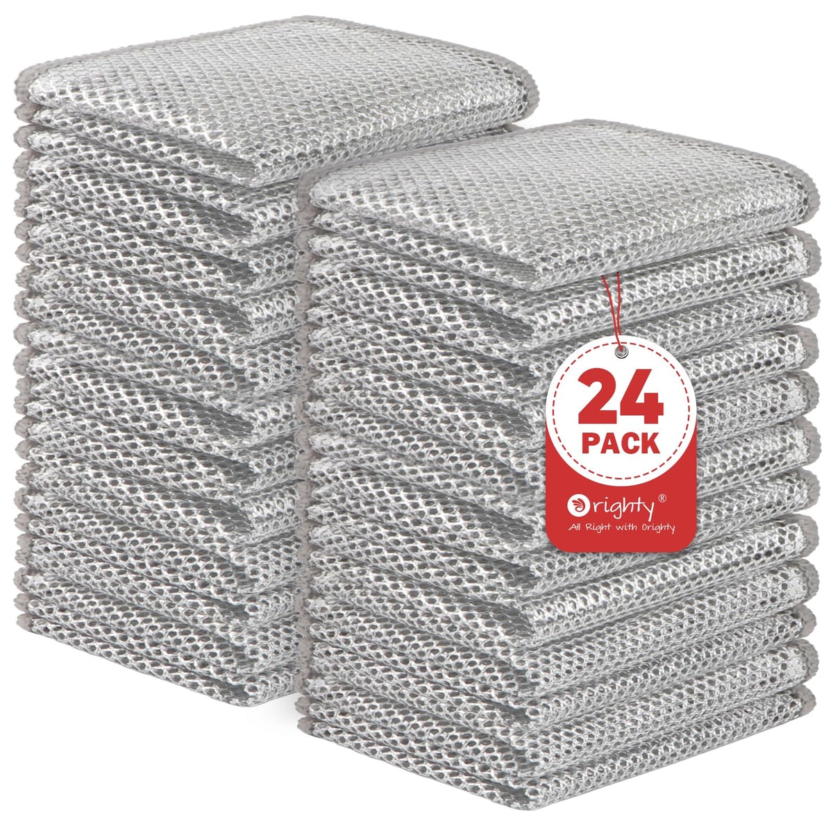 Orighty Dish Cloths, 12 Pack Double-Layer Metal Dish Rags, 7"x8"