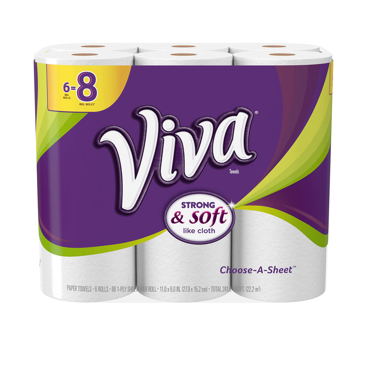 VIVA Choose-A-Sheet Paper Towels White Regular Roll 6 Count, Cloth-Like Texture, Strong & Soft Paper Towels for Ultimate Clean, 6 Count (Pack of 1)