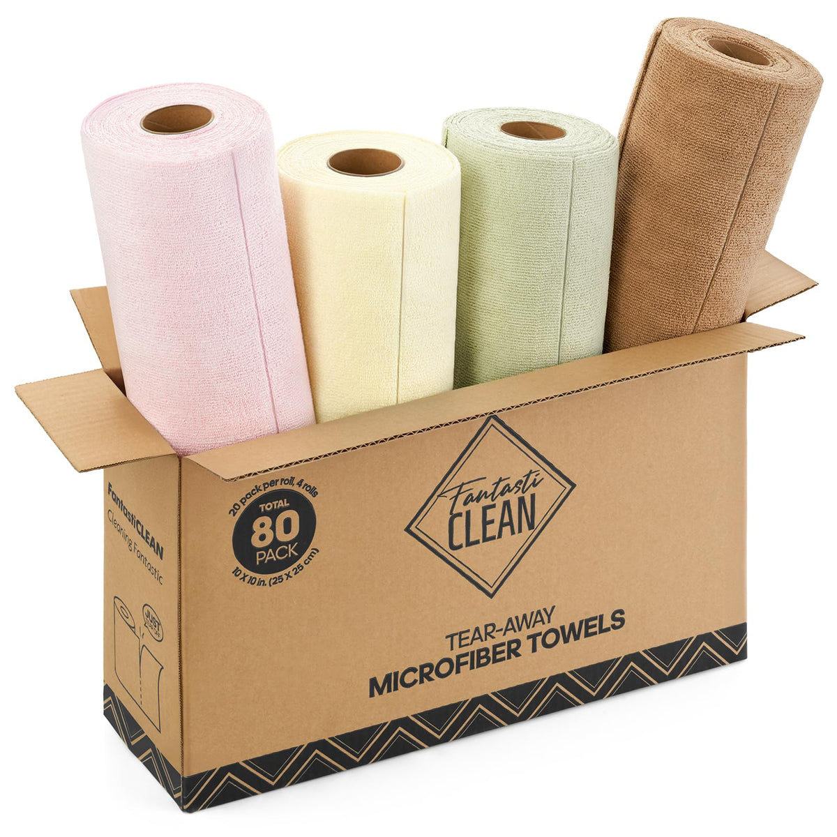 Fantasticlean Kitchen Towels Roll, 40 Sheets, 10''x 10'' (Beige, MossGreen)