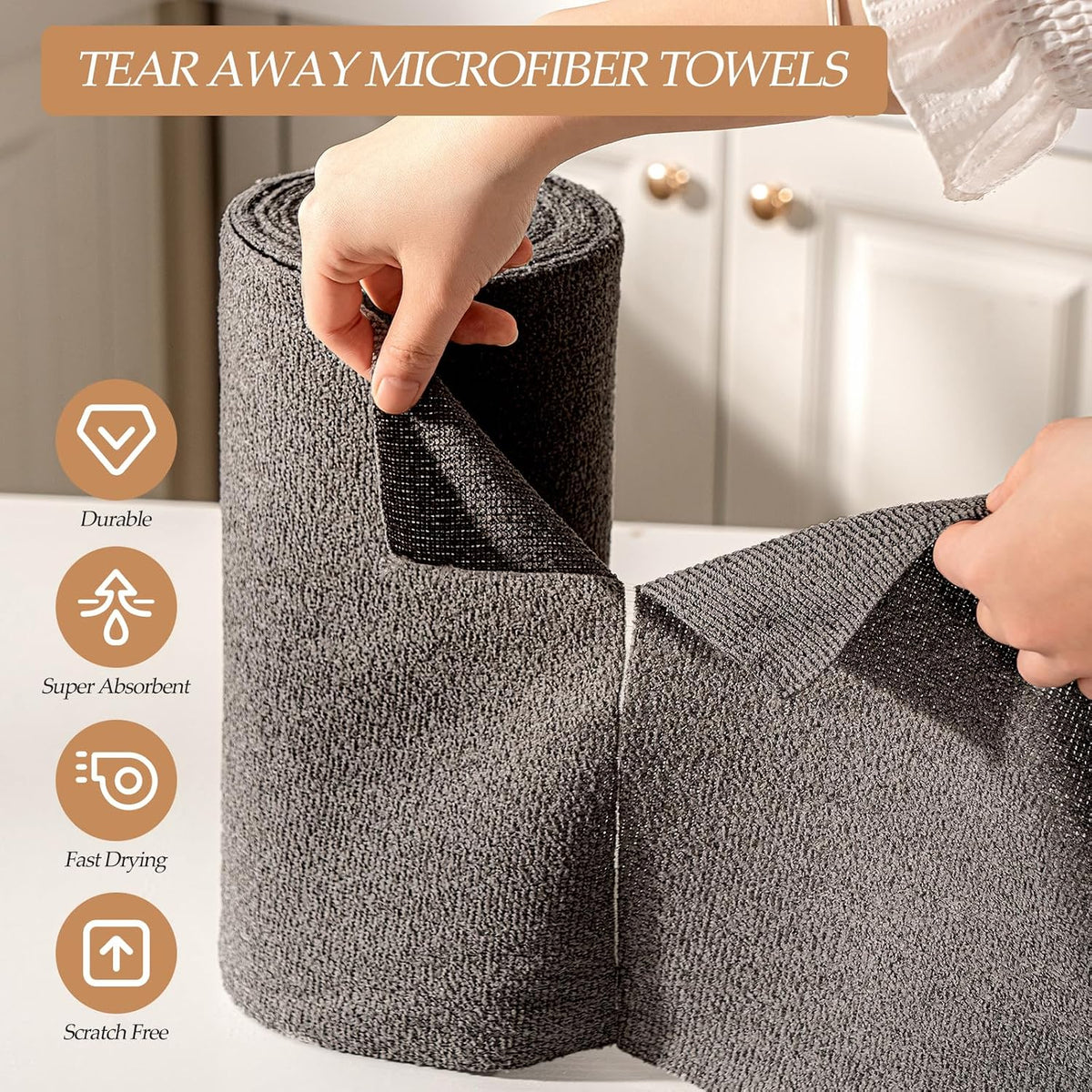 Reusable Paper Towels, 75-Pack,12" x 12"Kitchen and Dish Cleaning(Gray)