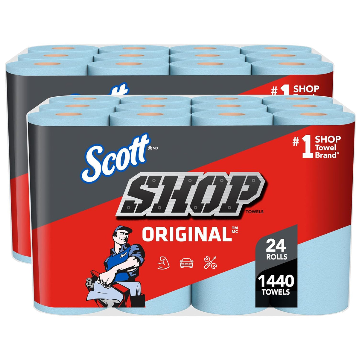 Scott Shop Towels Original Big Rolls, 60 Towels/Roll, 24 Big Rolls/Case