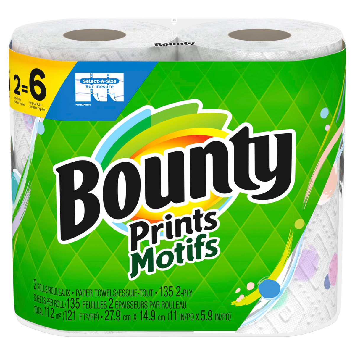 Bounty Essentials Select-A-Size Paper Towels, White, 6 Triple Rolls = 18 Regular Rolls