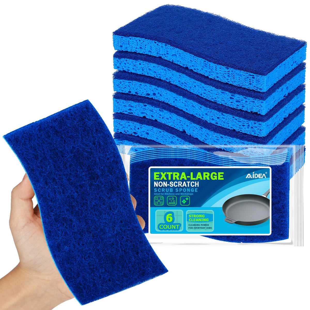 AIDEA Sponges Kitchen, 9Count, Dish Sponges, Heavy-Duty Scrub Sponge