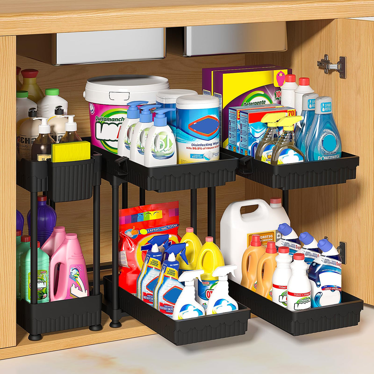 Sevenblue 3-Pack 2-Tier Under Sink Organizers with Sliding Drawers