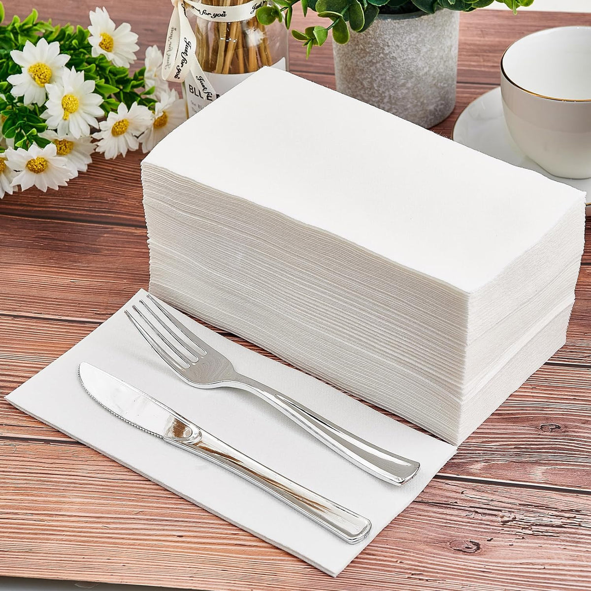 100PACK Disposable Hand Towels for Bathroom, Soft and Absorbent Paper Guest Towels Disposable Decorative Bathroom Hand Napkins for Kitchen, Parties, Weddings, Dinners