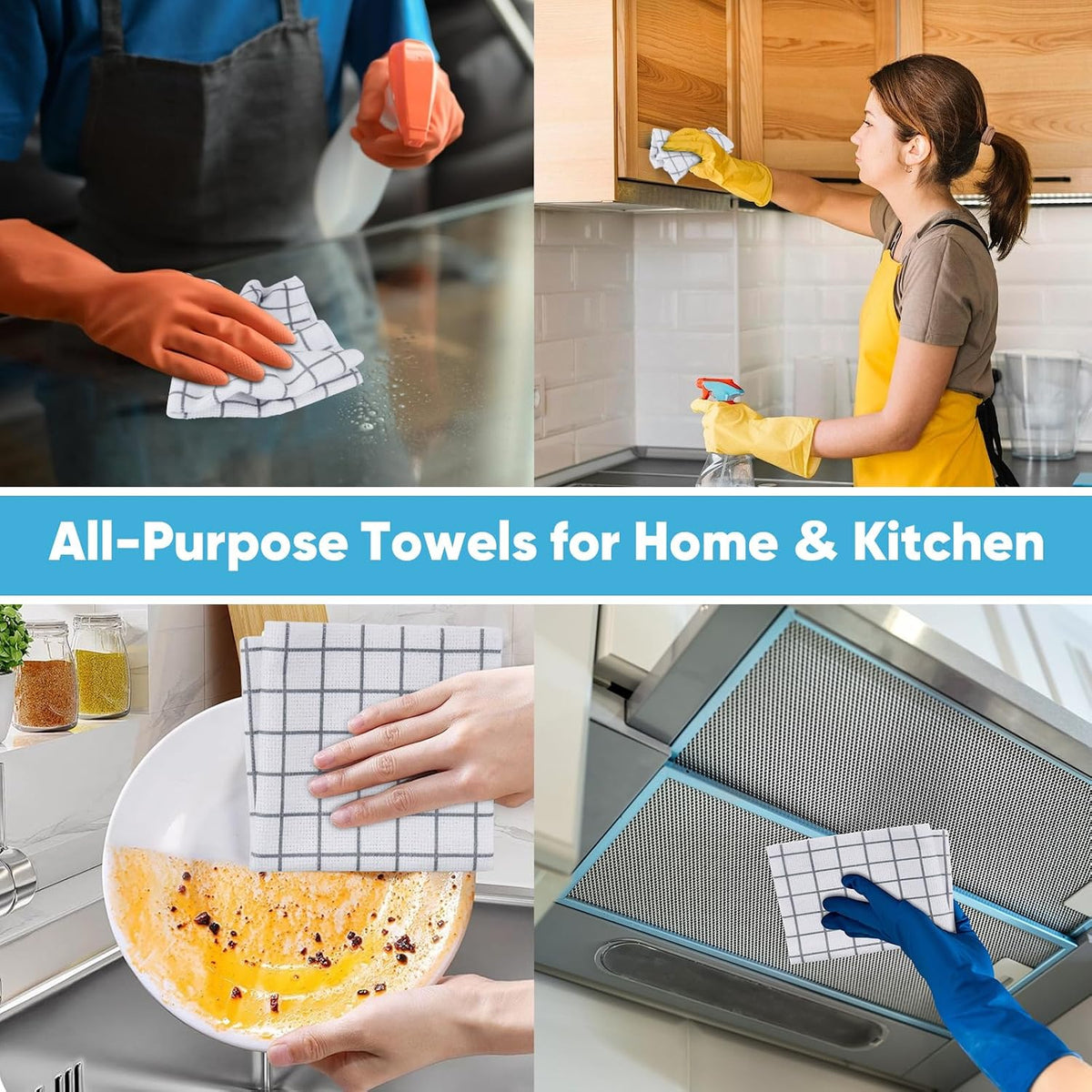 AIDEA Microfiber Cleaning Cloth Roll-50PK, Reusable Paper Towels 11.5×11.5"