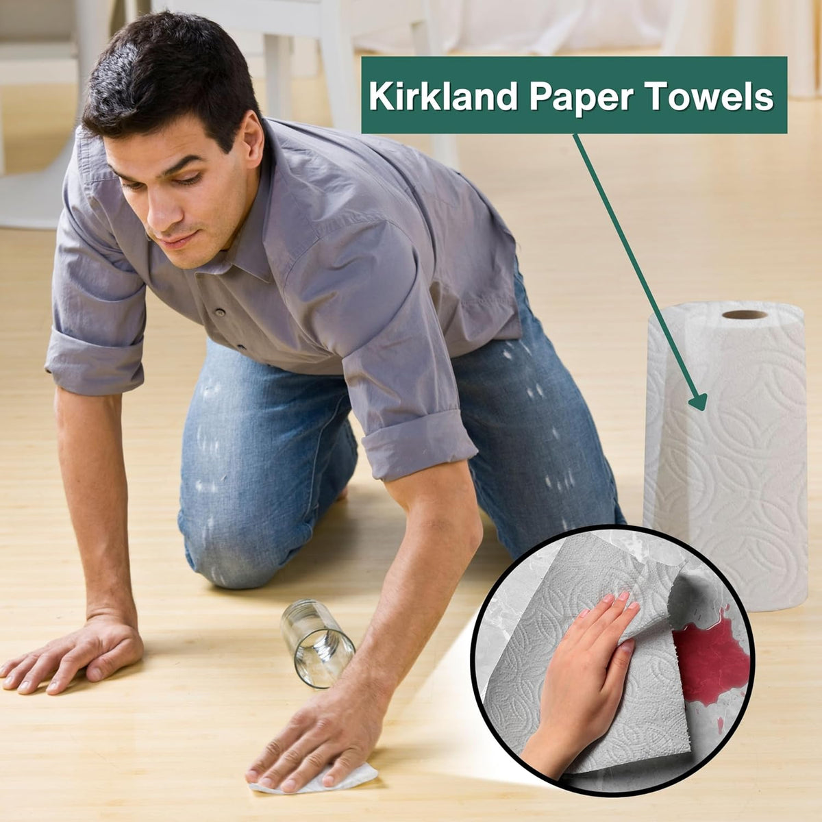 Worldwide Nutrition Bundle, Compatible with Kirkland Premium Paper Towels, Strong, Thick, and Absorbent Bulk Paper Towels 6 Rolls, 160 Sheets Per Roll 2-Ply and Multi-Purpose Key Chain, White