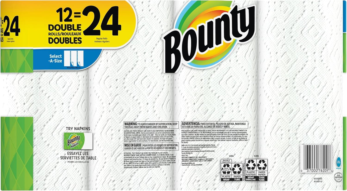 Bounty 2847075 Select-A-Size Paper Towels 2-Ply 110 Sheets/Roll