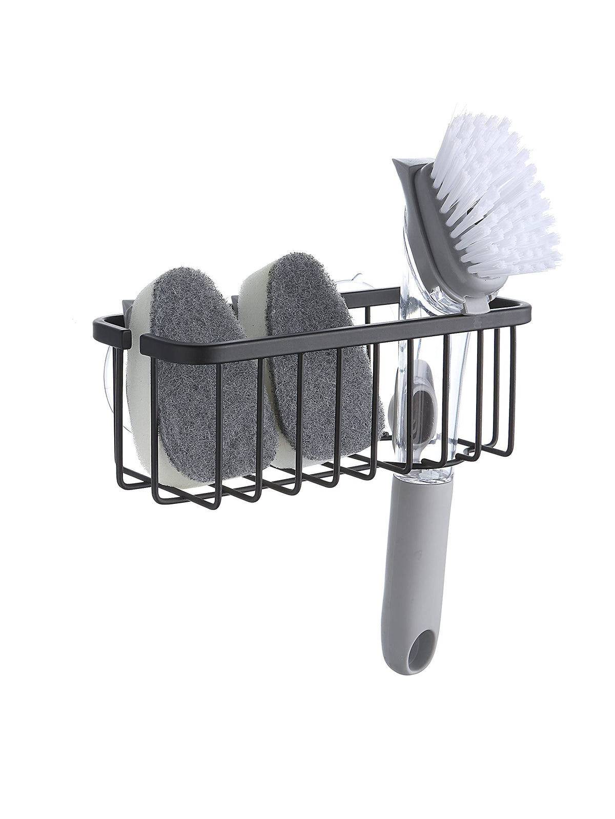 SunnyPoint NeverRust Deluxe Kitchen & Bathroom Sink Sponge Holder Organizer with Adhesive Mount - Additional Suction Cup Included – Sponge & Brush NOT Included – 7.4 x 3.3 x 2.75 Inch