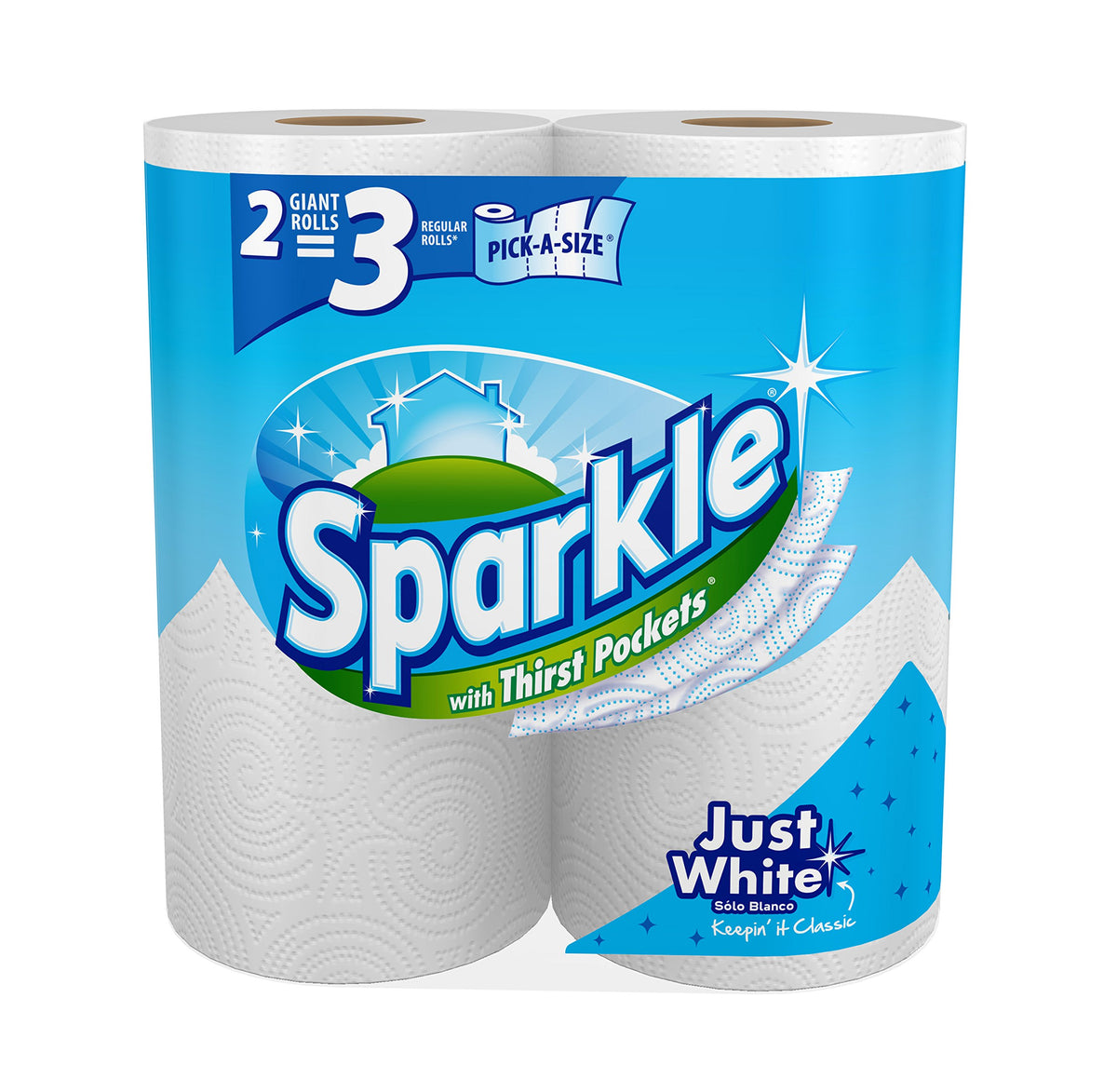 Sparkle Tear-A-Square Kitchen Paper Towels, 2 Double Rolls, 220 Sheets