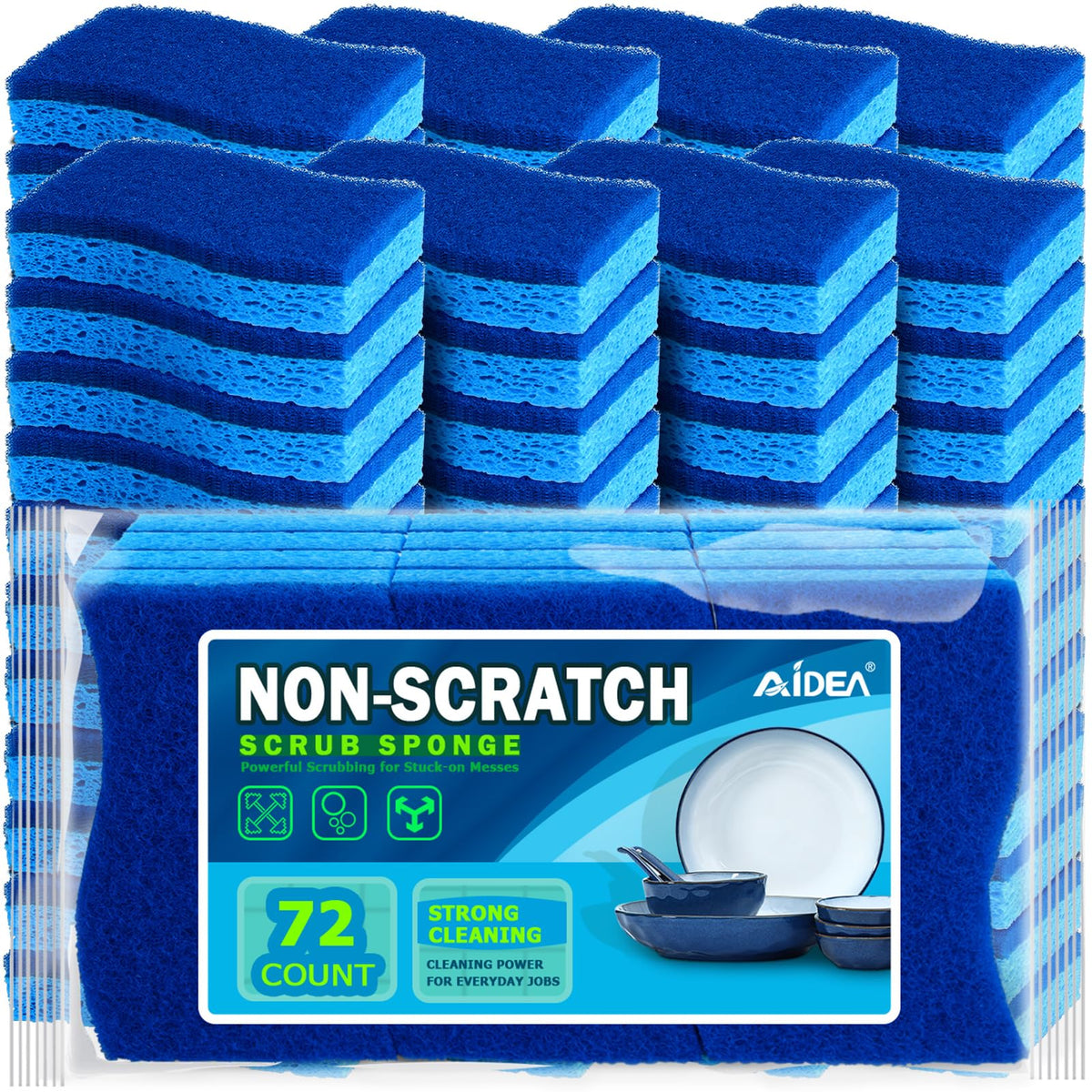 AIDEA Sponges Kitchen, 9Count, Dish Sponges, Heavy-Duty Scrub Sponge