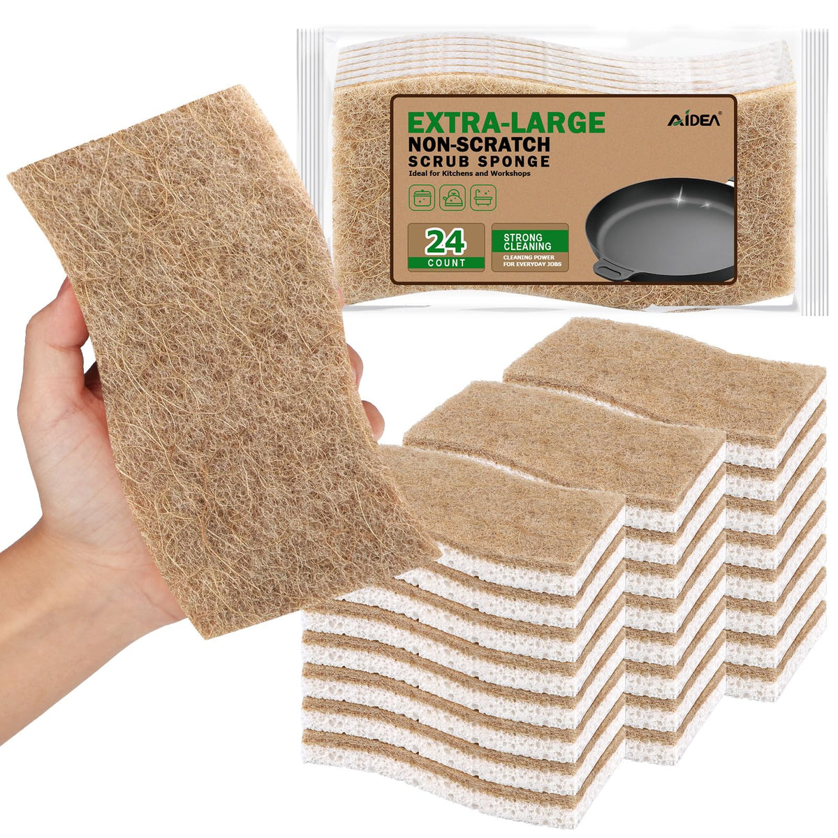 AIDEA Sponges Kitchen, 9Count, Dish Sponges, Heavy-Duty Scrub Sponge