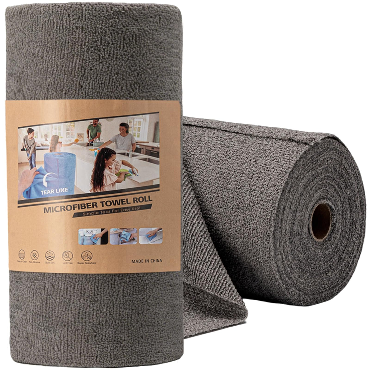 Reusable Paper Towels, 75-Pack,12" x 12"Kitchen and Dish Cleaning(Gray)