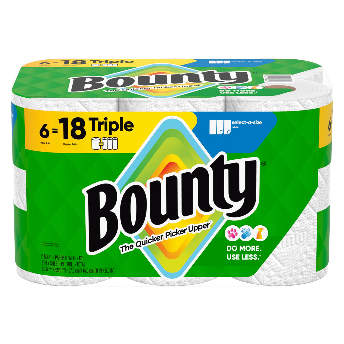 Bounty Paper Towels Select-A-Size, White, 2 Double Plus Rolls = 5 Regular Rolls