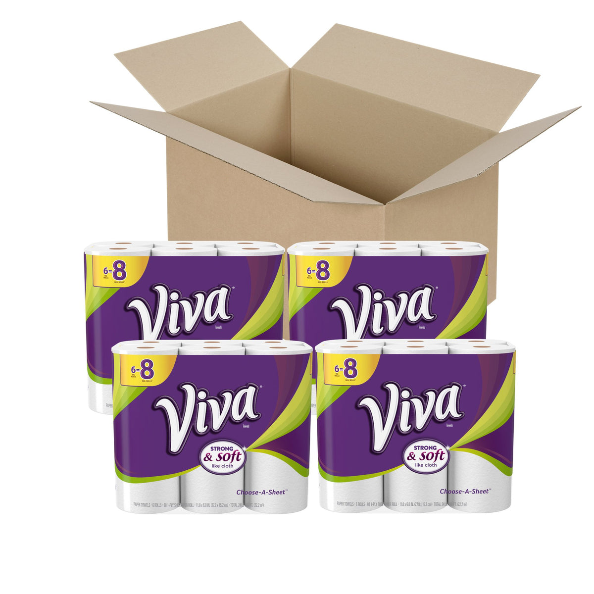 VIVA Choose-A-Sheet Paper Towels White Regular Roll 6 Count, Cloth-Like Texture, Strong & Soft Paper Towels for Ultimate Clean, 6 Count (Pack of 1)