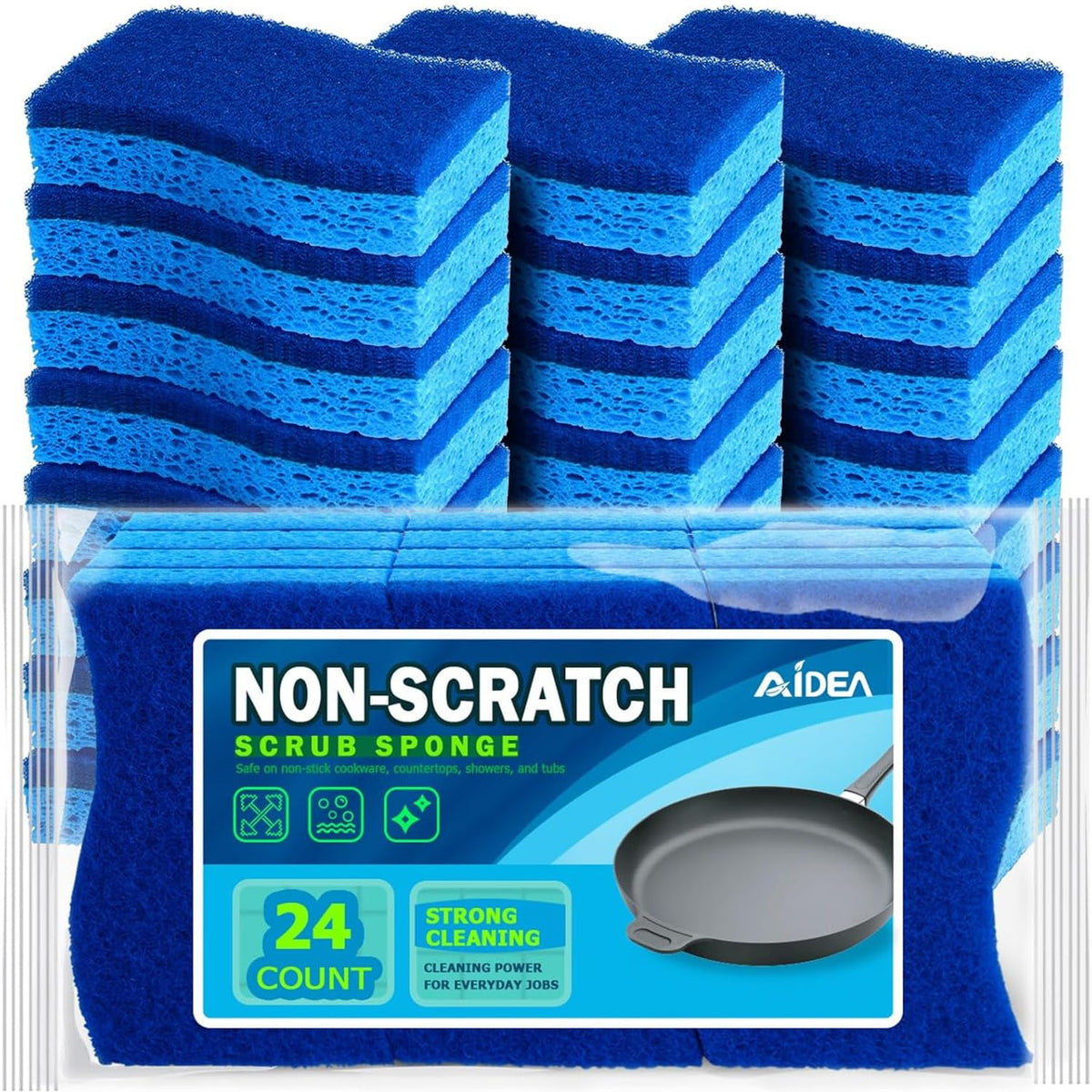 AIDEA Sponges Kitchen, 9Count, Dish Sponges, Heavy-Duty Scrub Sponge