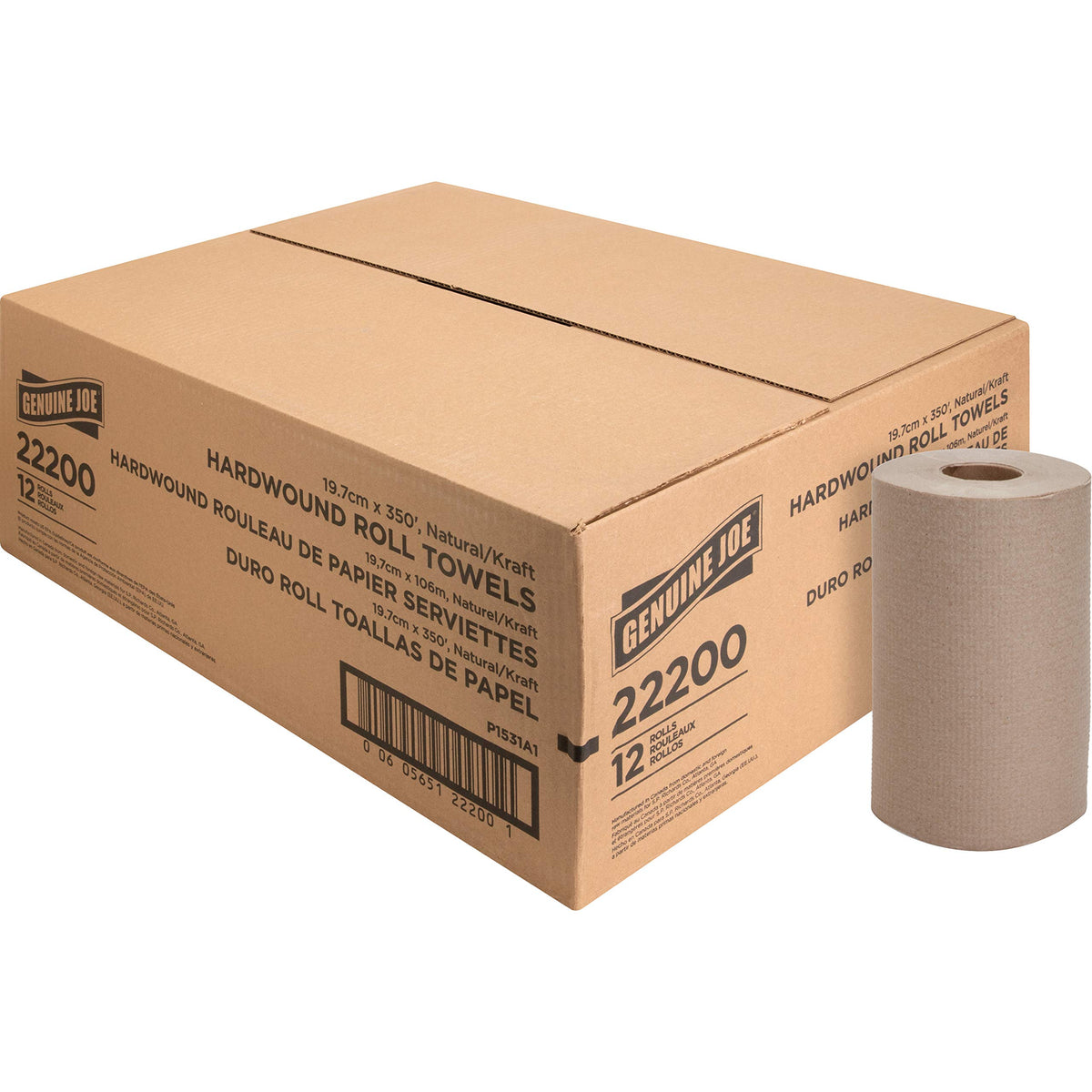 Genuine Joe GJO22600 Embossed Hardwound Roll Towels (Pack of 6)