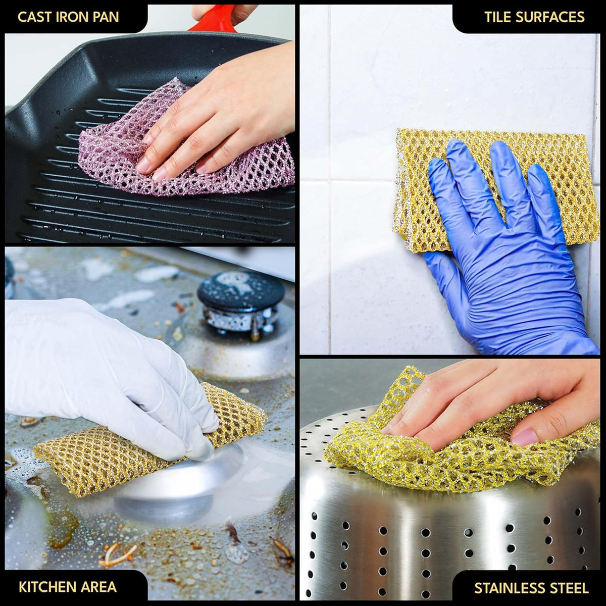 Non-Scratch Dish Scrubbers (6 Pcs) — Outlasts 7+ Sponges, Stays Odor-Free | Replace Smelly Kitchen Sponges | Non-Absorbent Mesh | Safe on Non-Stick, Cast Iron, Glass | Made in Korea Since 2012