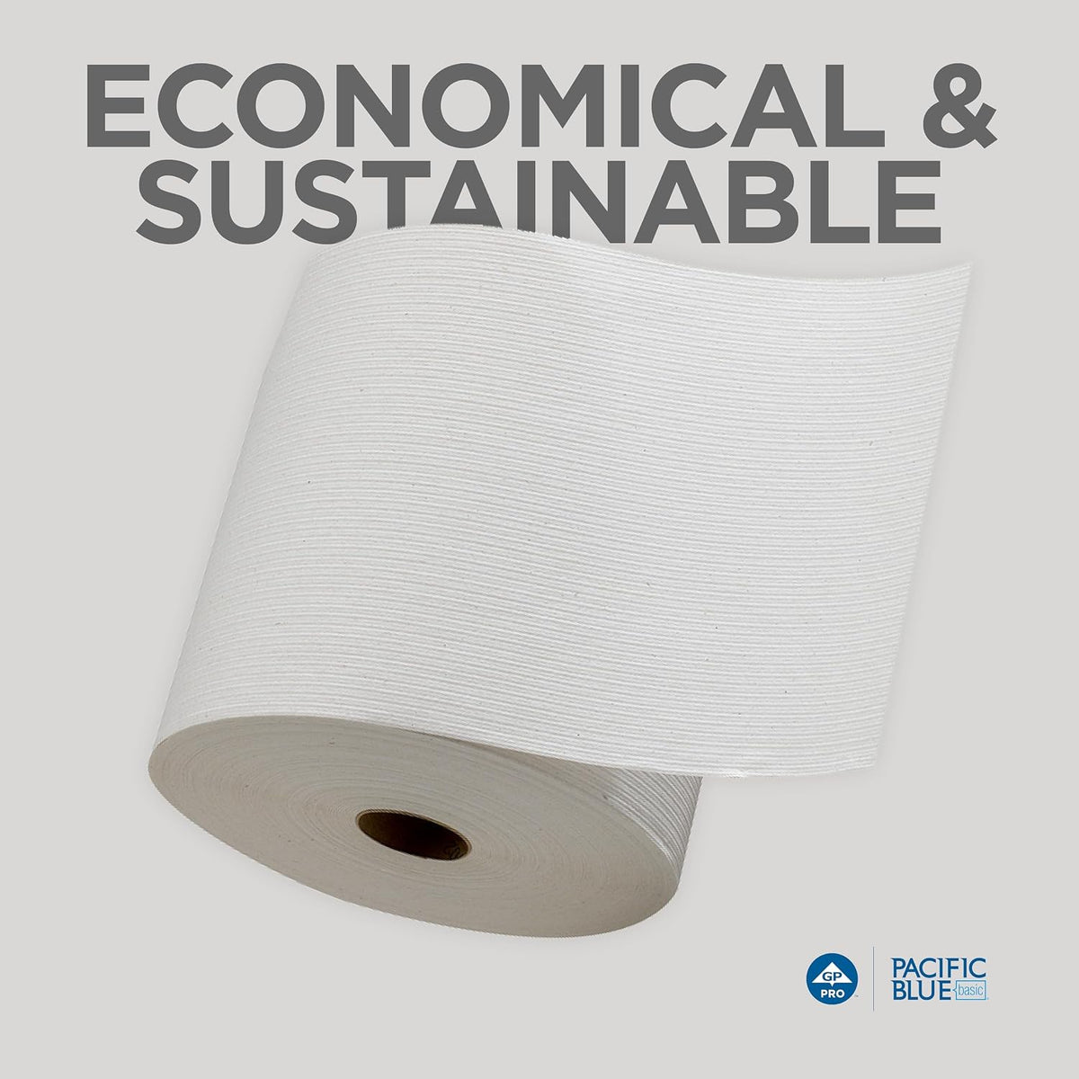 Pacific Blue Basic Recycled Paper Towel Rolls (previously branded Envision) by GP PRO (Georgia-Pacific), White, 26601, 800 Feet Roll (Pack of 1)