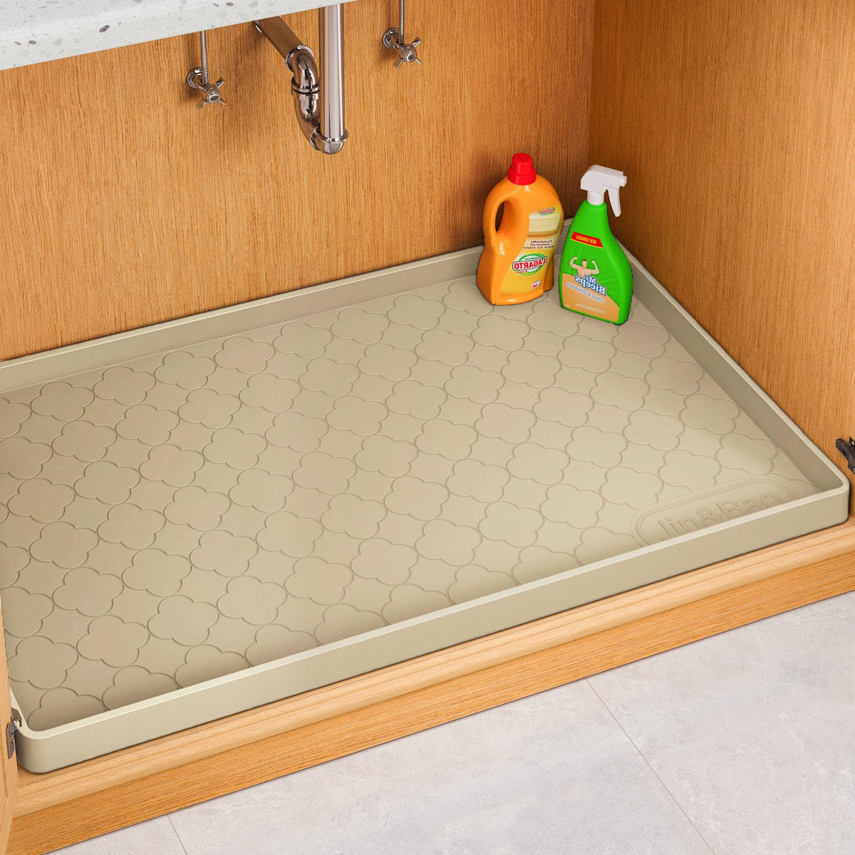 Jin&Bao Under Sink Mat 34" x 22" Waterproof Silicone Cabinet Kitchen Liner