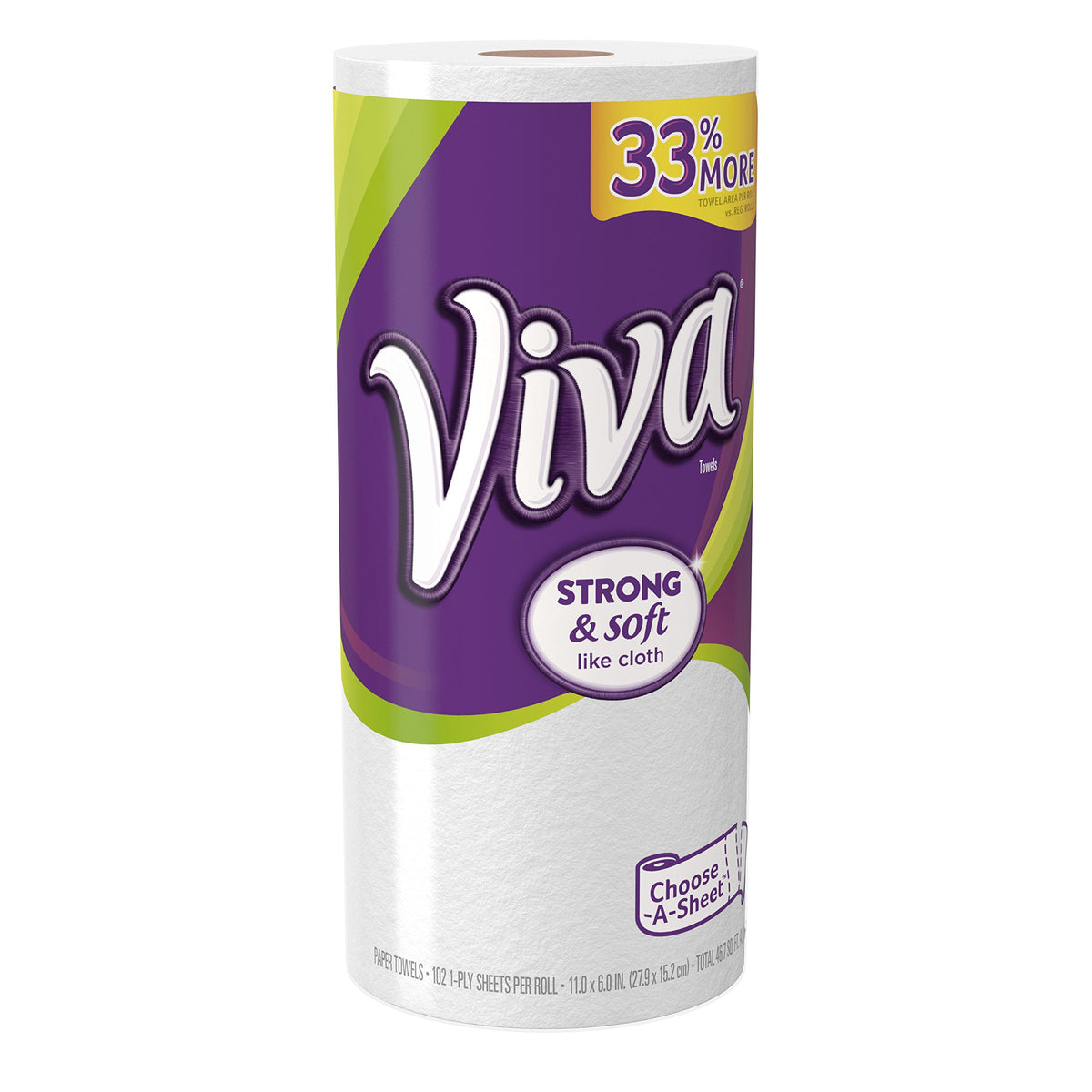 VIVA Choose-A-Sheet Paper Towels White Regular Roll 6 Count, Cloth-Like Texture, Strong & Soft Paper Towels for Ultimate Clean, 6 Count (Pack of 1)