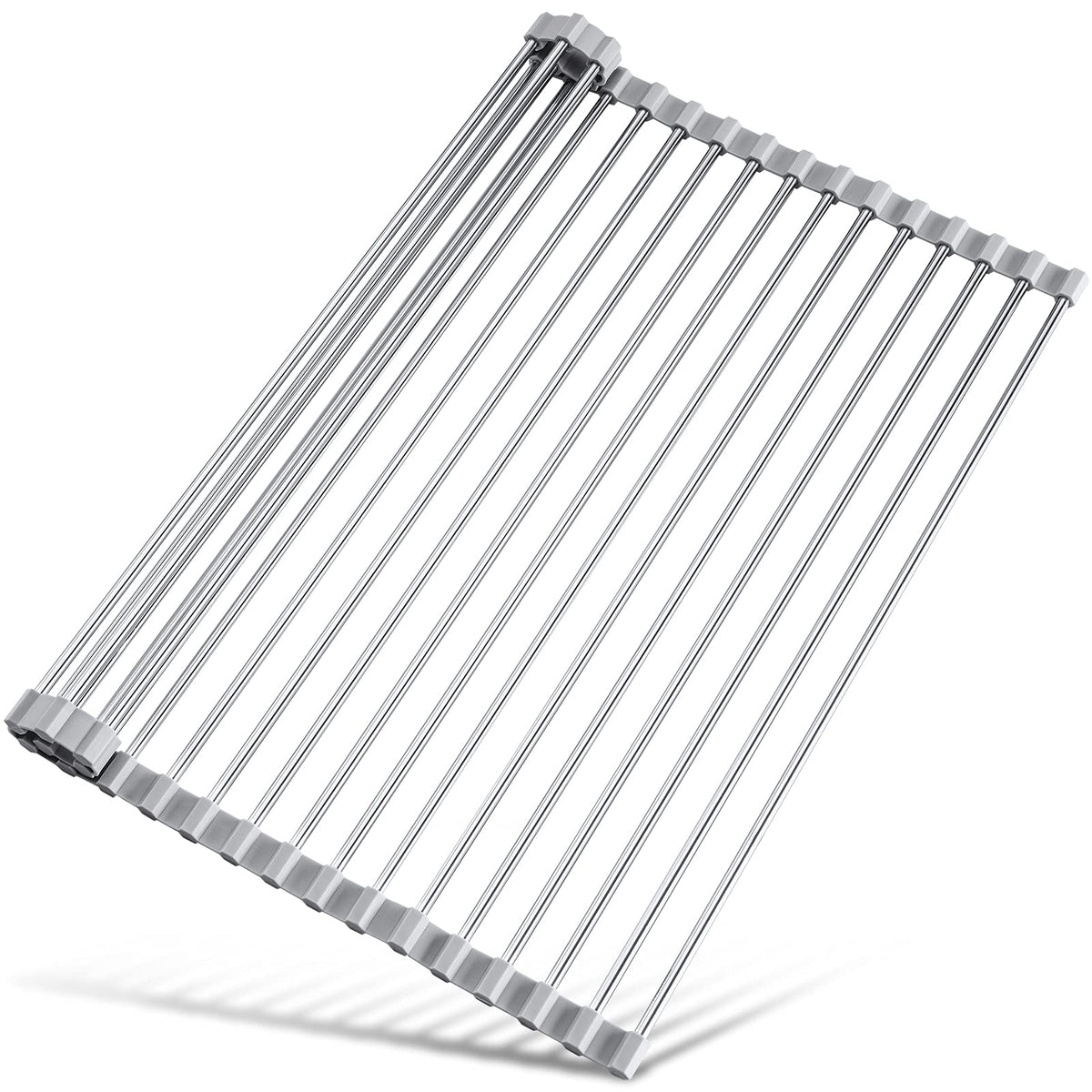 Tomorotec Roll Up Dish Drying Rack Over Sink, 304 Steel, 17.7x15.5, Grey