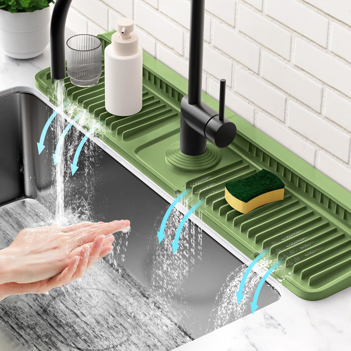 24'' Longer Faucet Mat for Kitchen Sink Water Splash Guard Behind Faucet