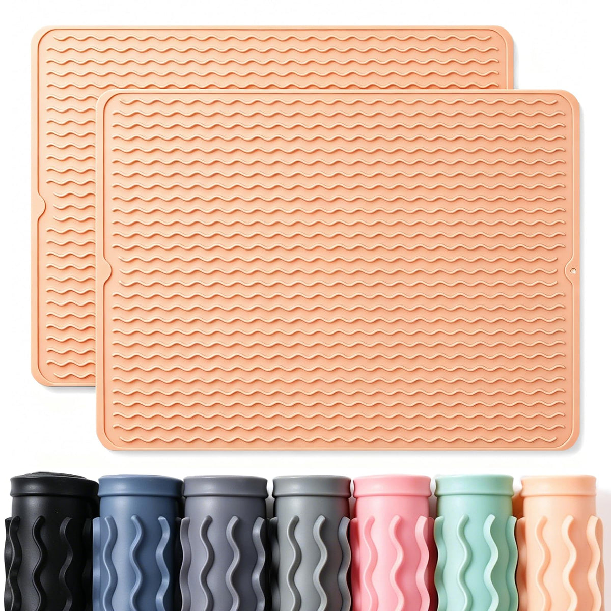 2 Pack Caketime Silicone Dish Drying Mat for Kitchen Counter Heat Resistant Under Sink Waterproof Coffee Bar Accessories Dining Rack Stone Utensil Holder Countertop Decor Must Haves 2026